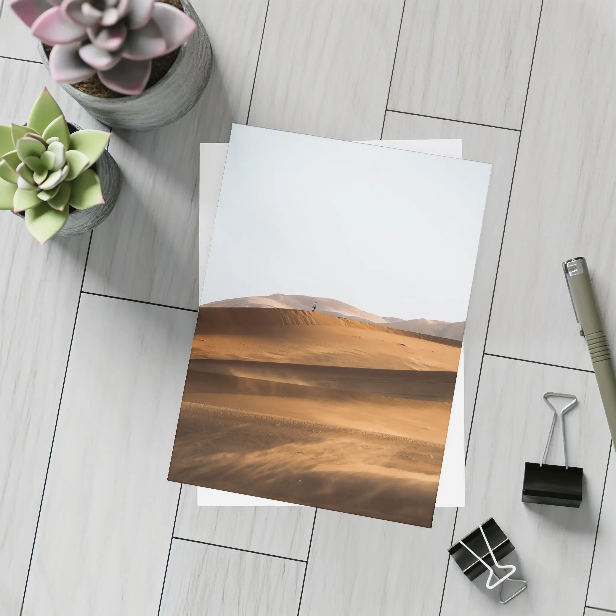 Lone Figure Walking Desert Sand Dunes – Postcards