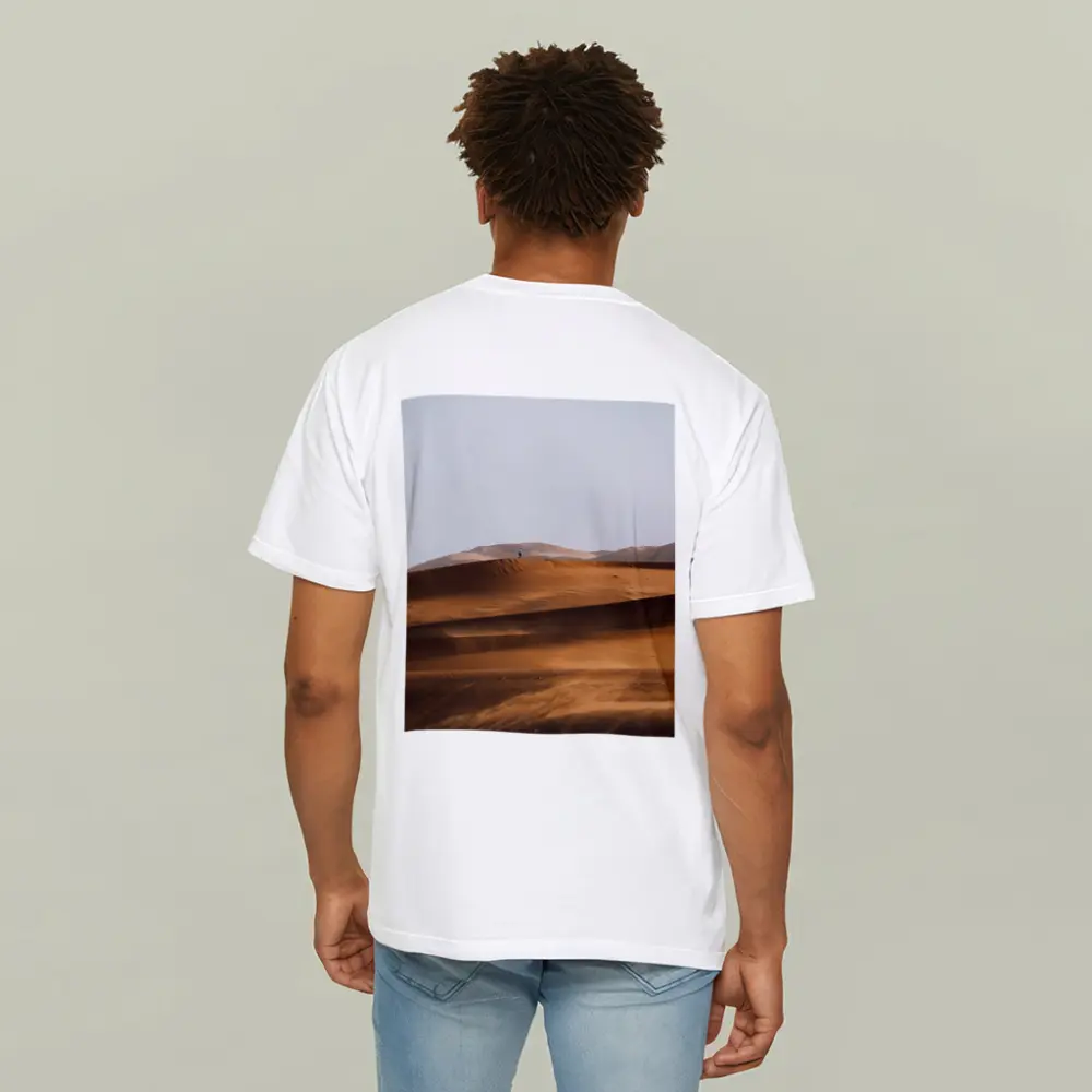 Lone Figure Walking Desert Sand Dunes – T-Shirts