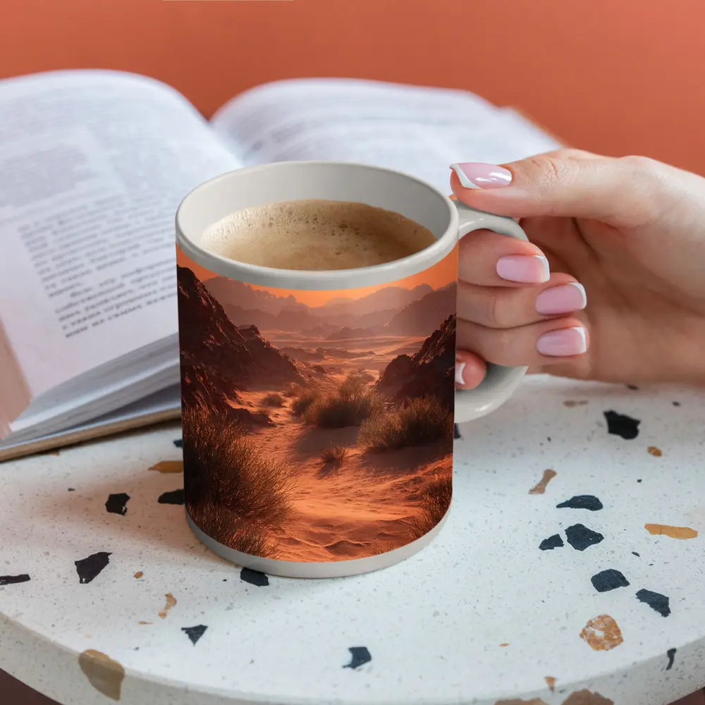 Desert Canyon Sunset Warm Golden Sky – Mugs