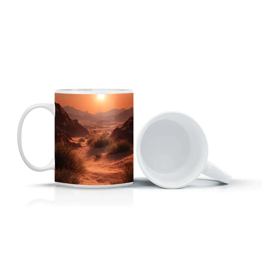 Desert Canyon Sunset Warm Golden Sky – Mugs