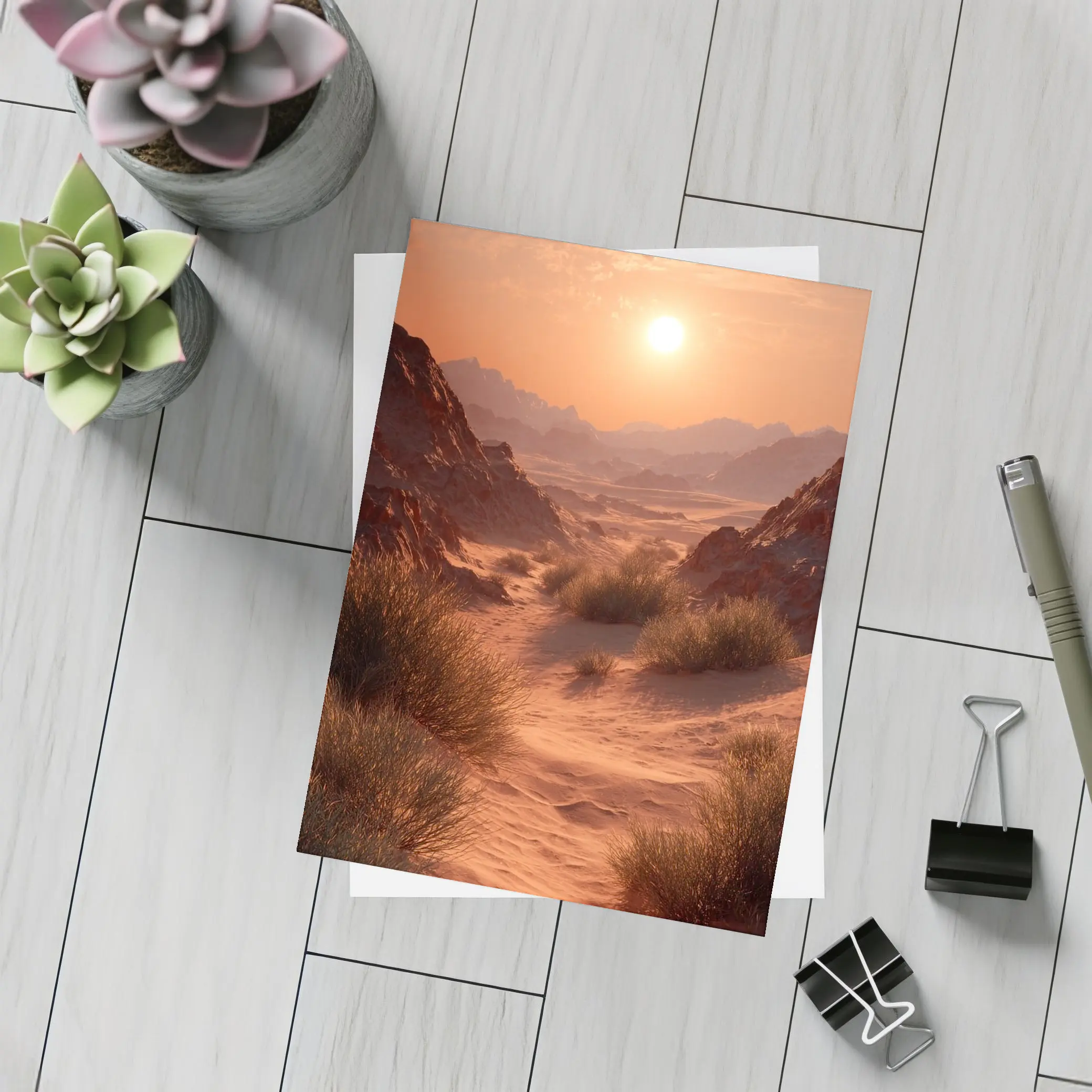 Desert Canyon Sunset Warm Golden Sky – Postcards