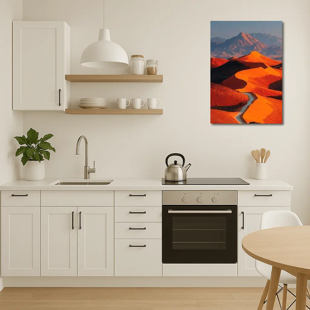 Orange Desert Dunes Winding Road Mountain – Wall Art