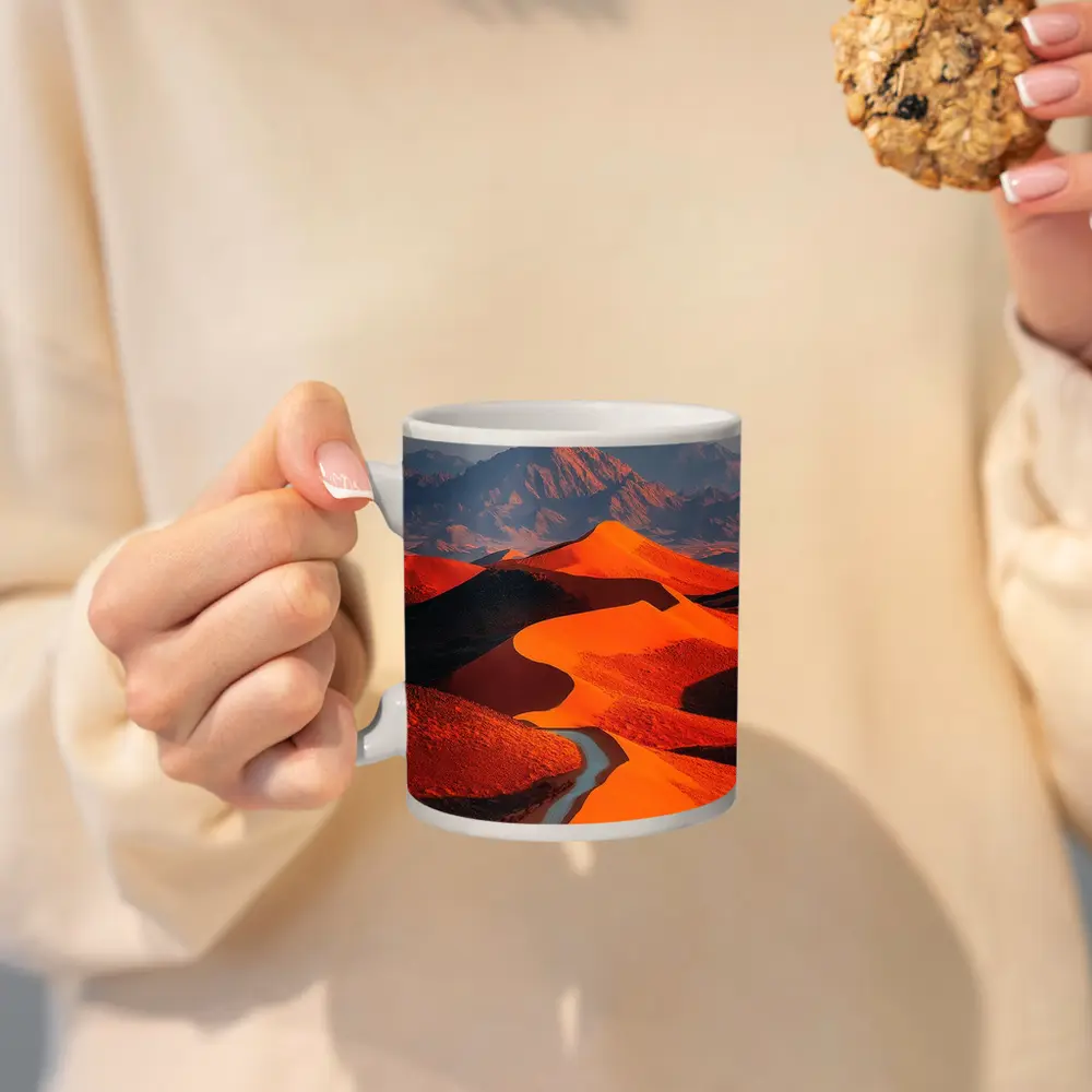 Orange Desert Dunes Winding Road Mountain – Mugs