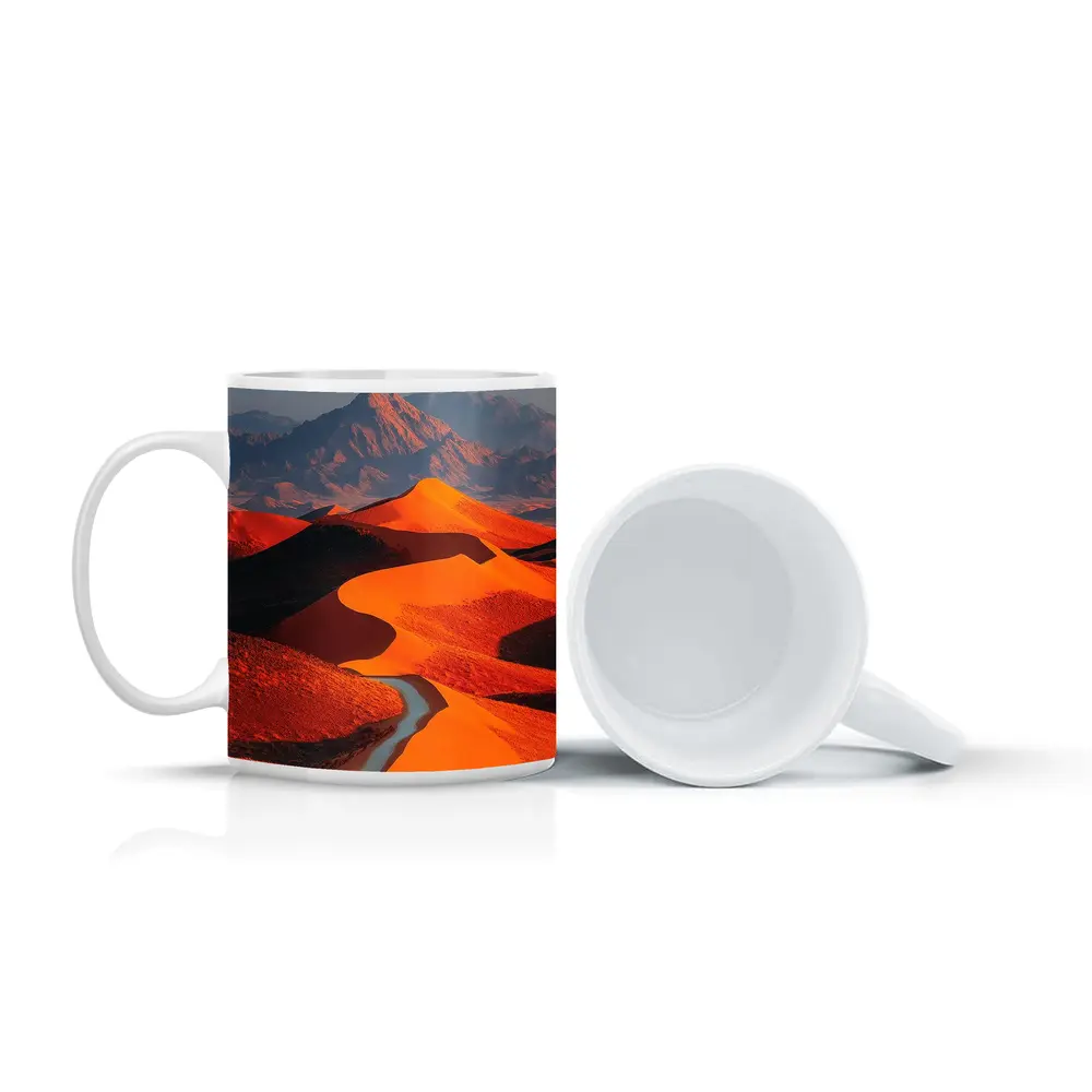 Orange Desert Dunes Winding Road Mountain – Mugs