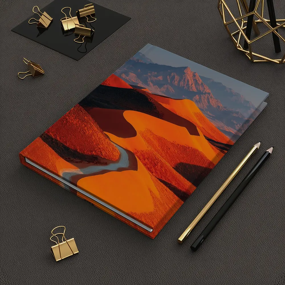 Orange Desert Dunes Winding Road Mountain – Notebooks
