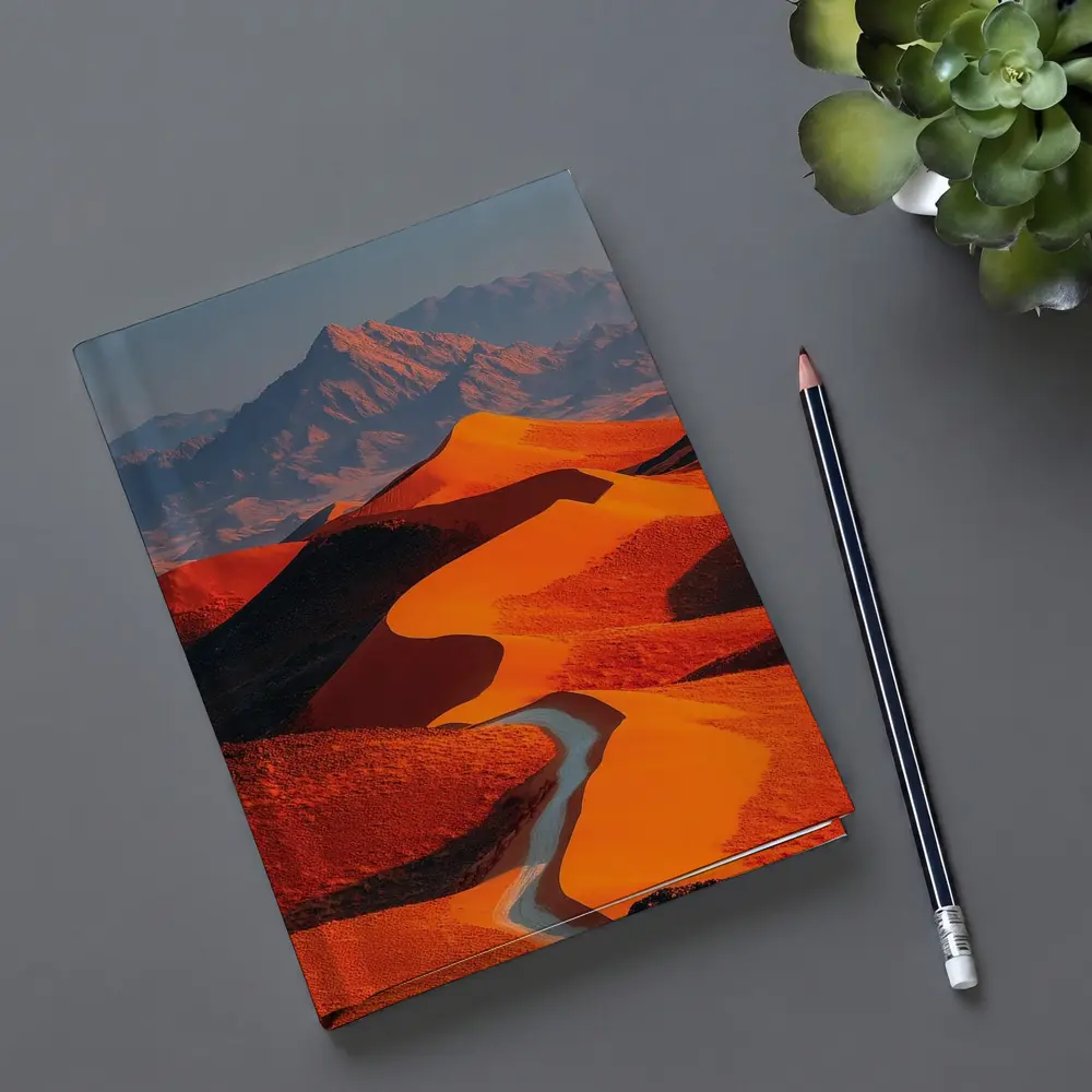 Orange Desert Dunes Winding Road Mountain – Notebooks