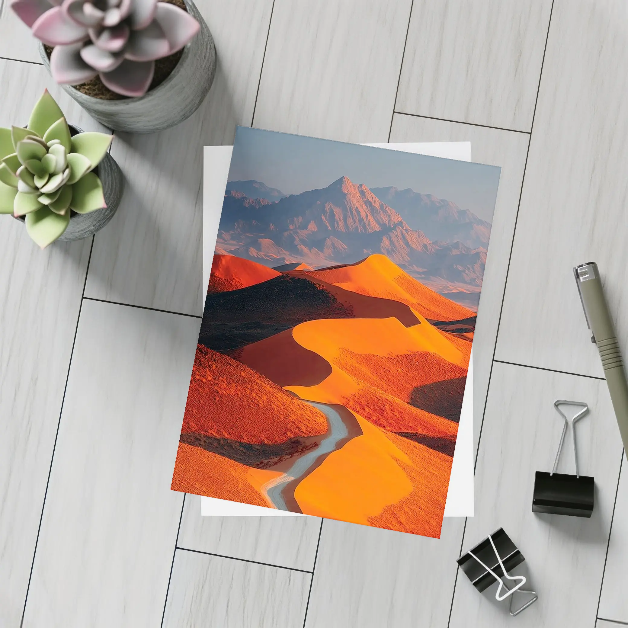 Orange Desert Dunes Winding Road Mountain – Postcards