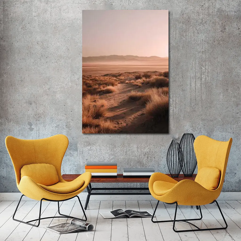 Desert Path Dry Grass Mountain Haze – Wall Art