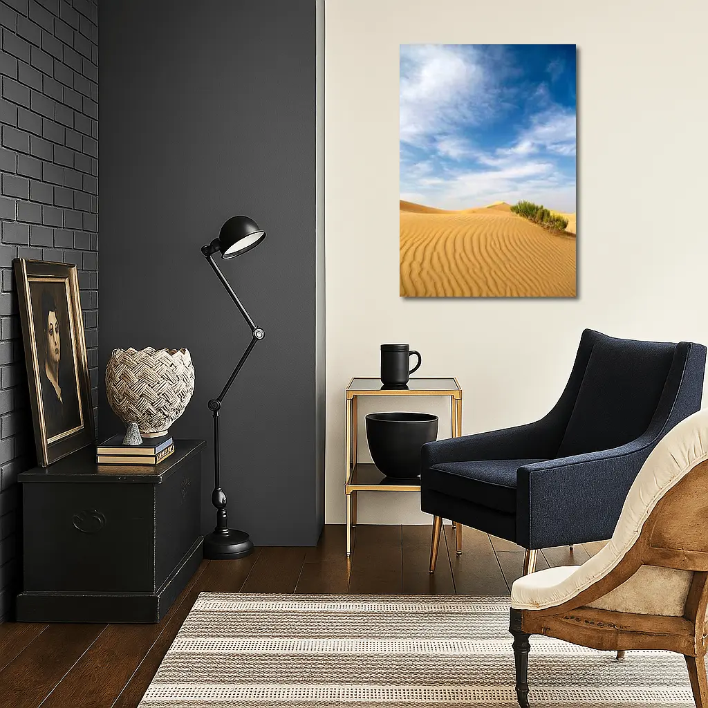 Golden Sand Dunes Blue Sky Desert – Wall Art