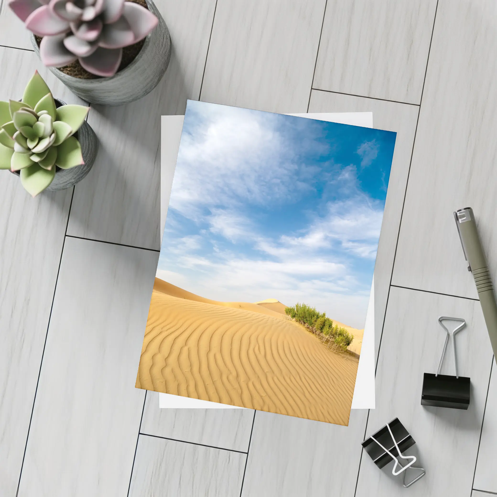 Golden Sand Dunes Blue Sky Desert – Postcards