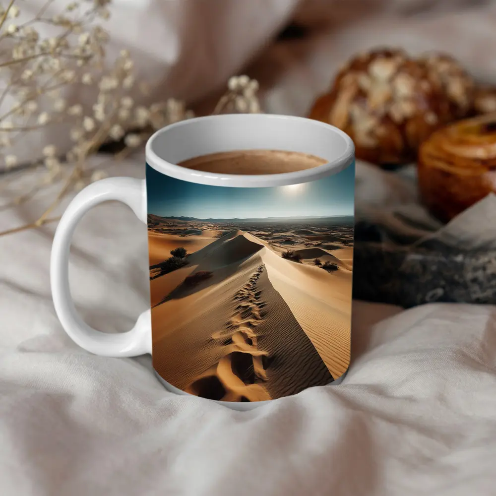 Golden Sand Dunes Desert Landscape Sun – Mugs