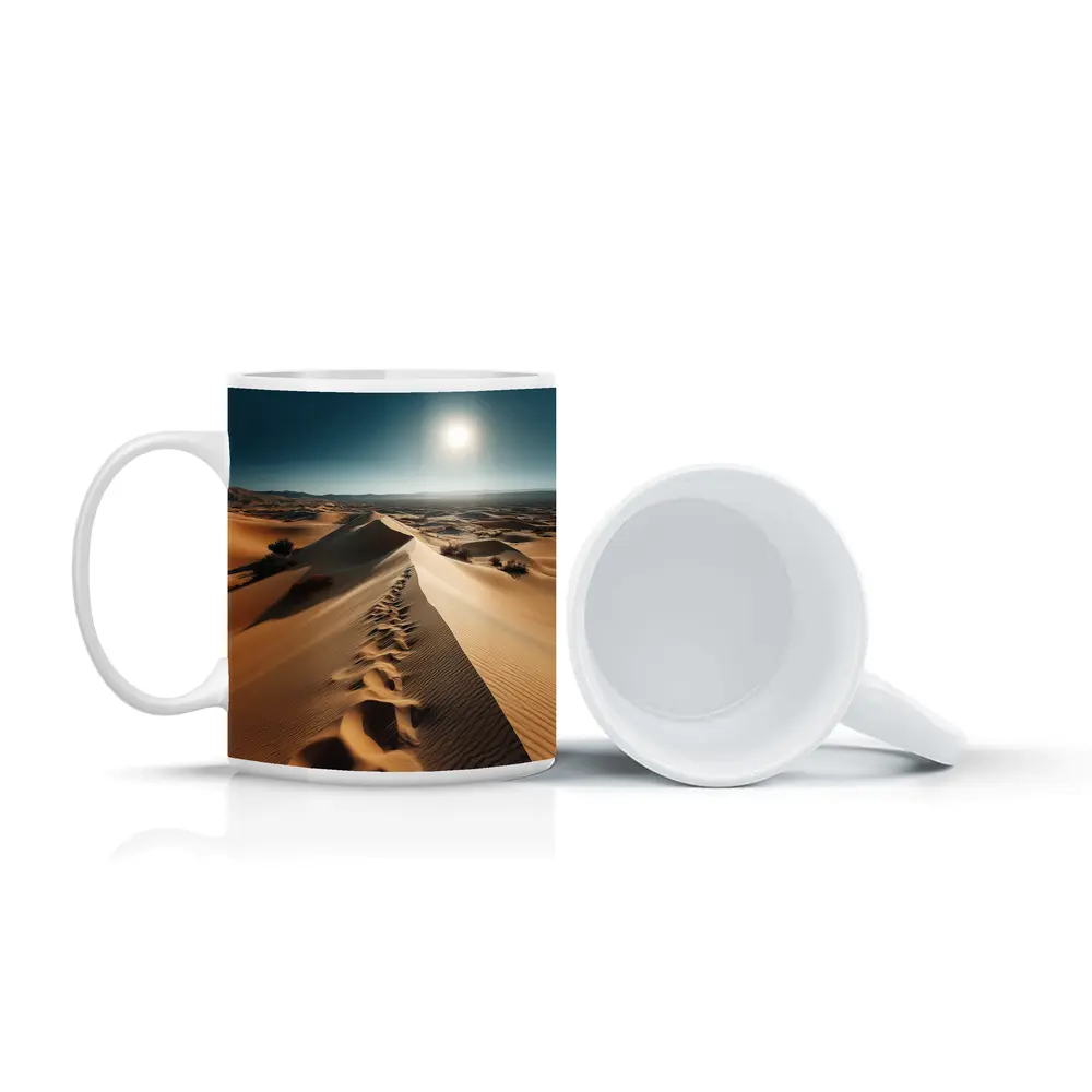 Golden Sand Dunes Desert Landscape Sun – Mugs