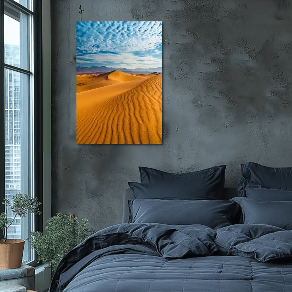 Golden Sand Dunes Blue Cloudy Sky – Wall Art