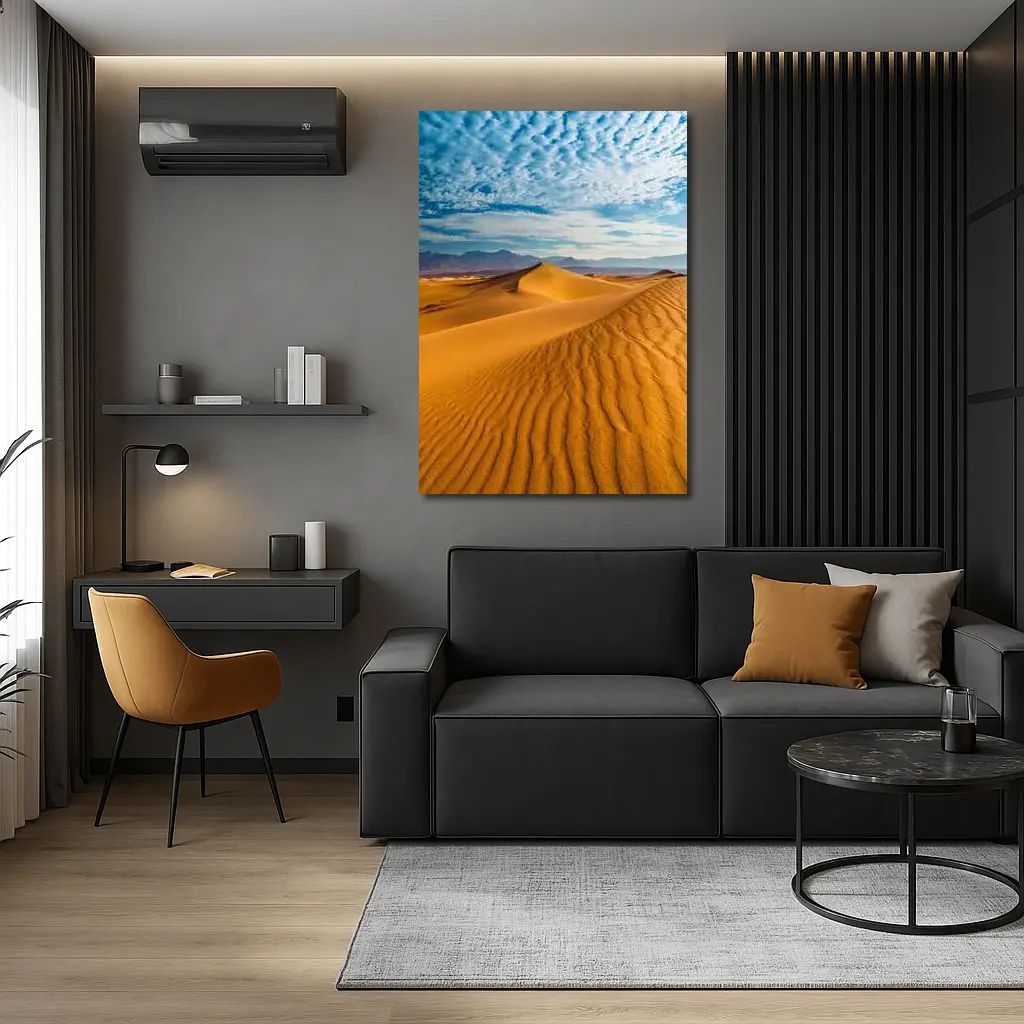 Golden Sand Dunes Blue Cloudy Sky – Wall Art