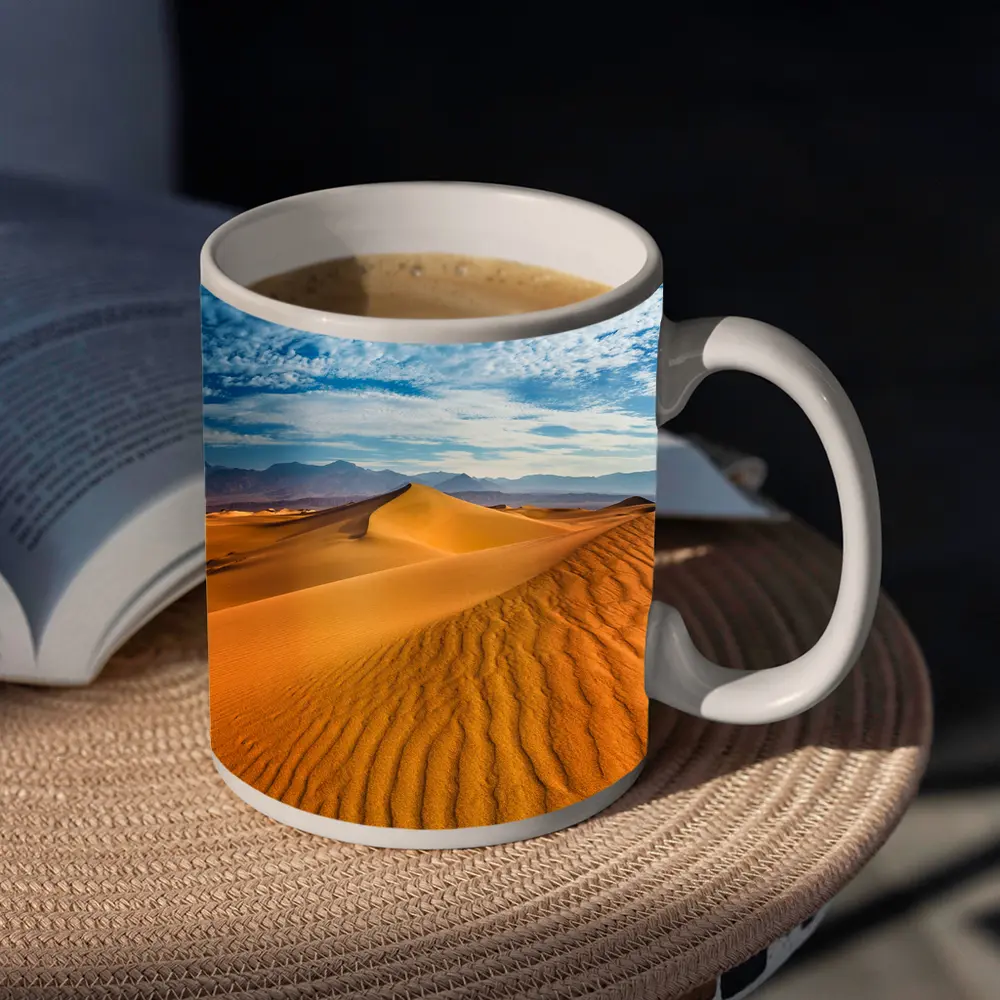 Golden Sand Dunes Blue Cloudy Sky – Mugs