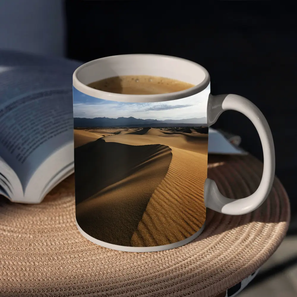 Golden Sand Dunes Desert Mountain Horizon – Mugs