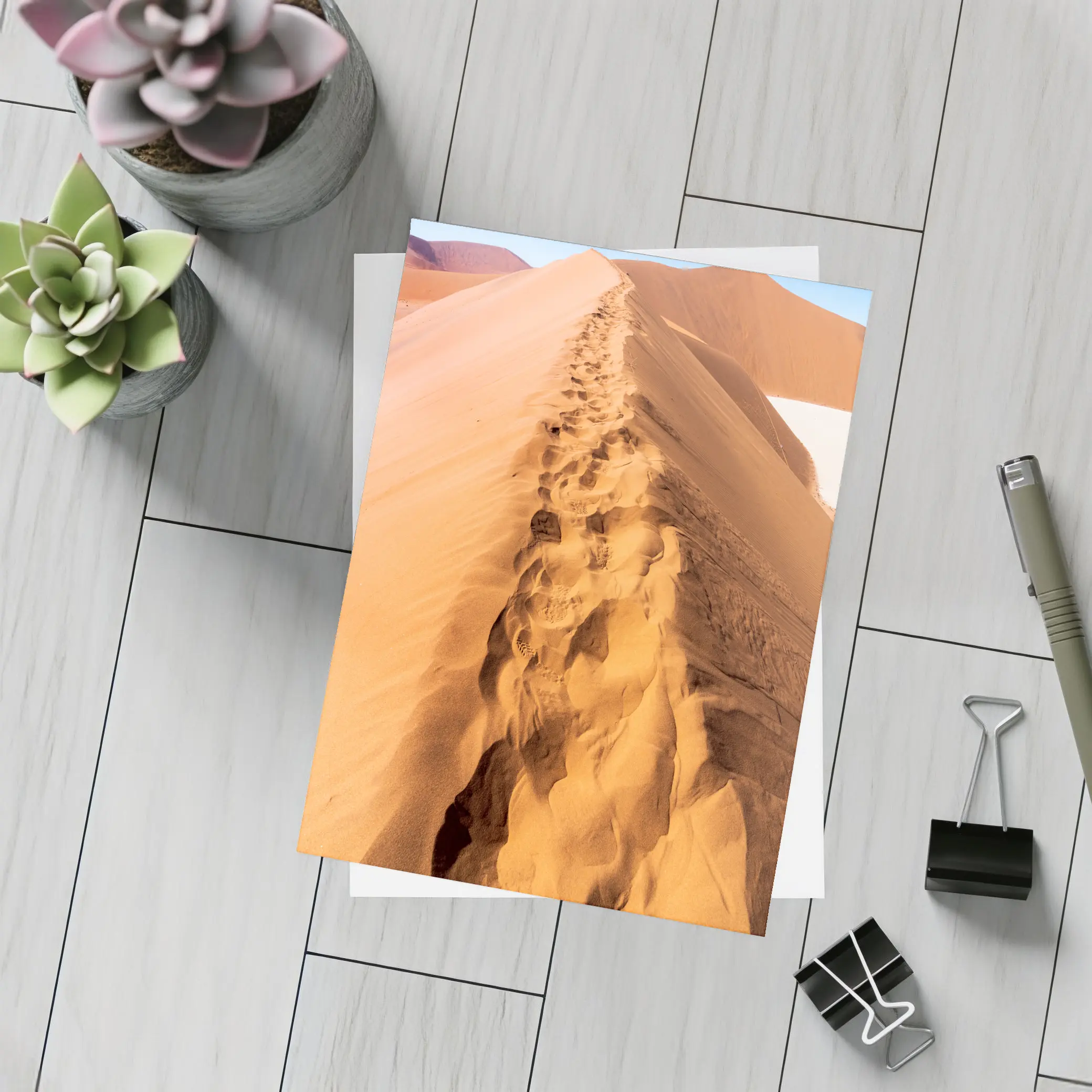 Desert Sand Dune Footprints Sunny Africa – Postcards