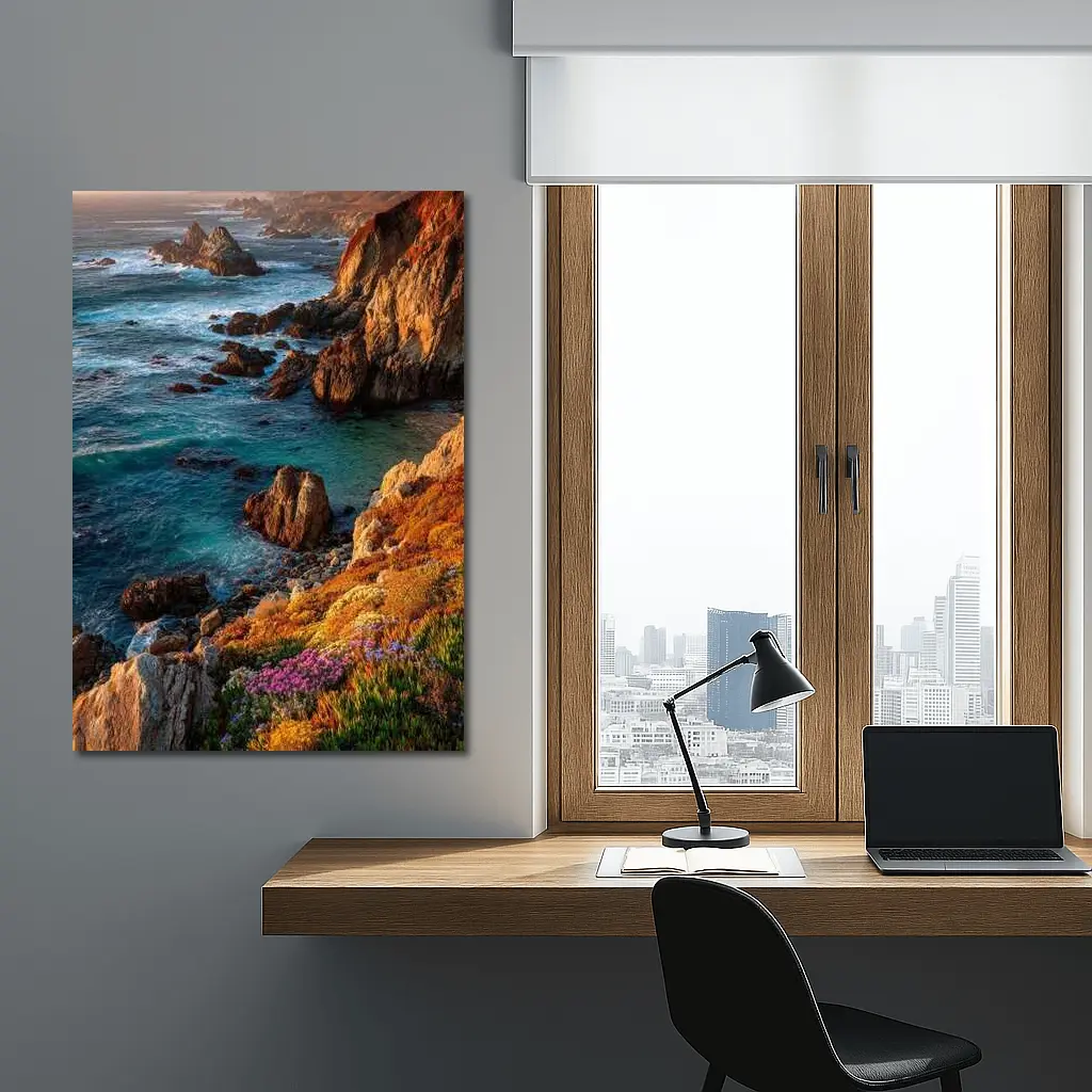 Big Sur Rocky Coastline Golden Hour Seascape – Wall Art