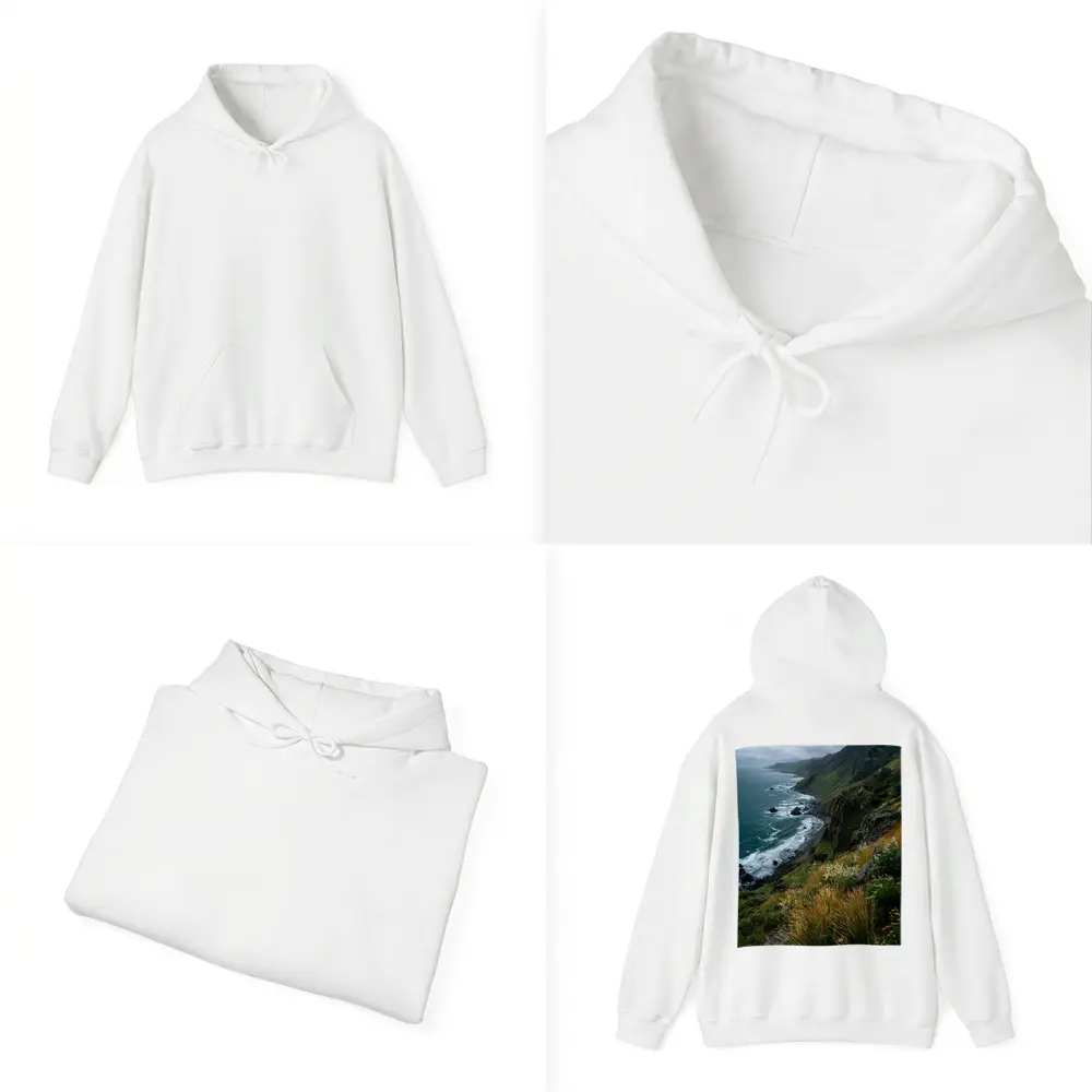 Rugged Coastal Cliffs Wild Grass Ocean View – Hoodies