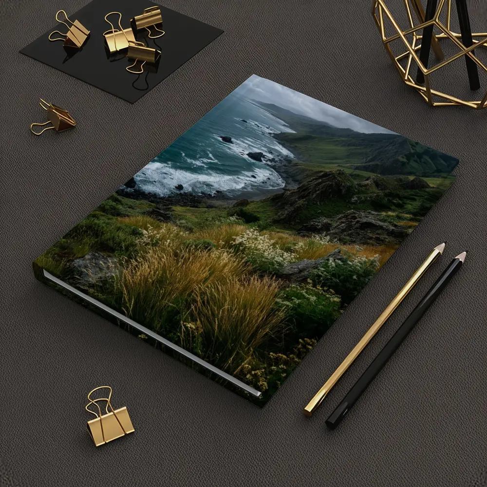 Rugged Coastal Cliffs Wild Grass Ocean View – Notebooks