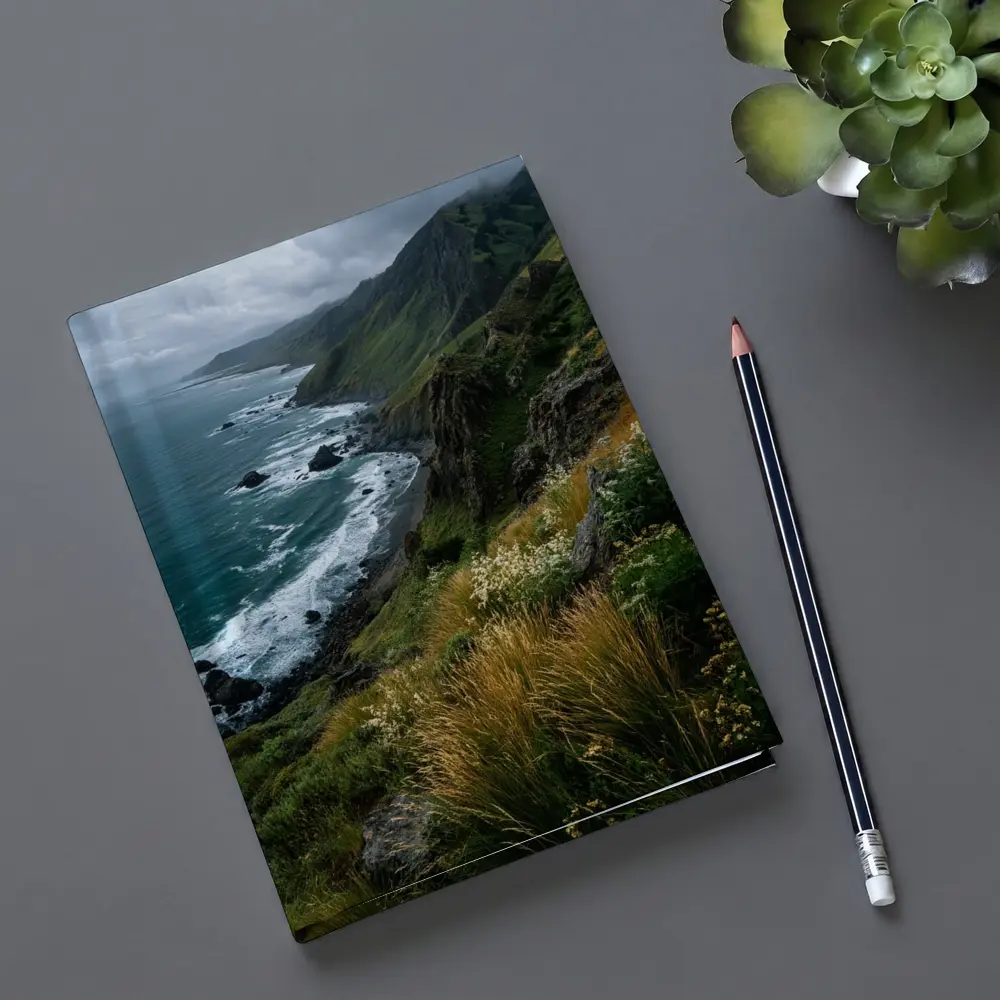 Rugged Coastal Cliffs Wild Grass Ocean View – Notebooks