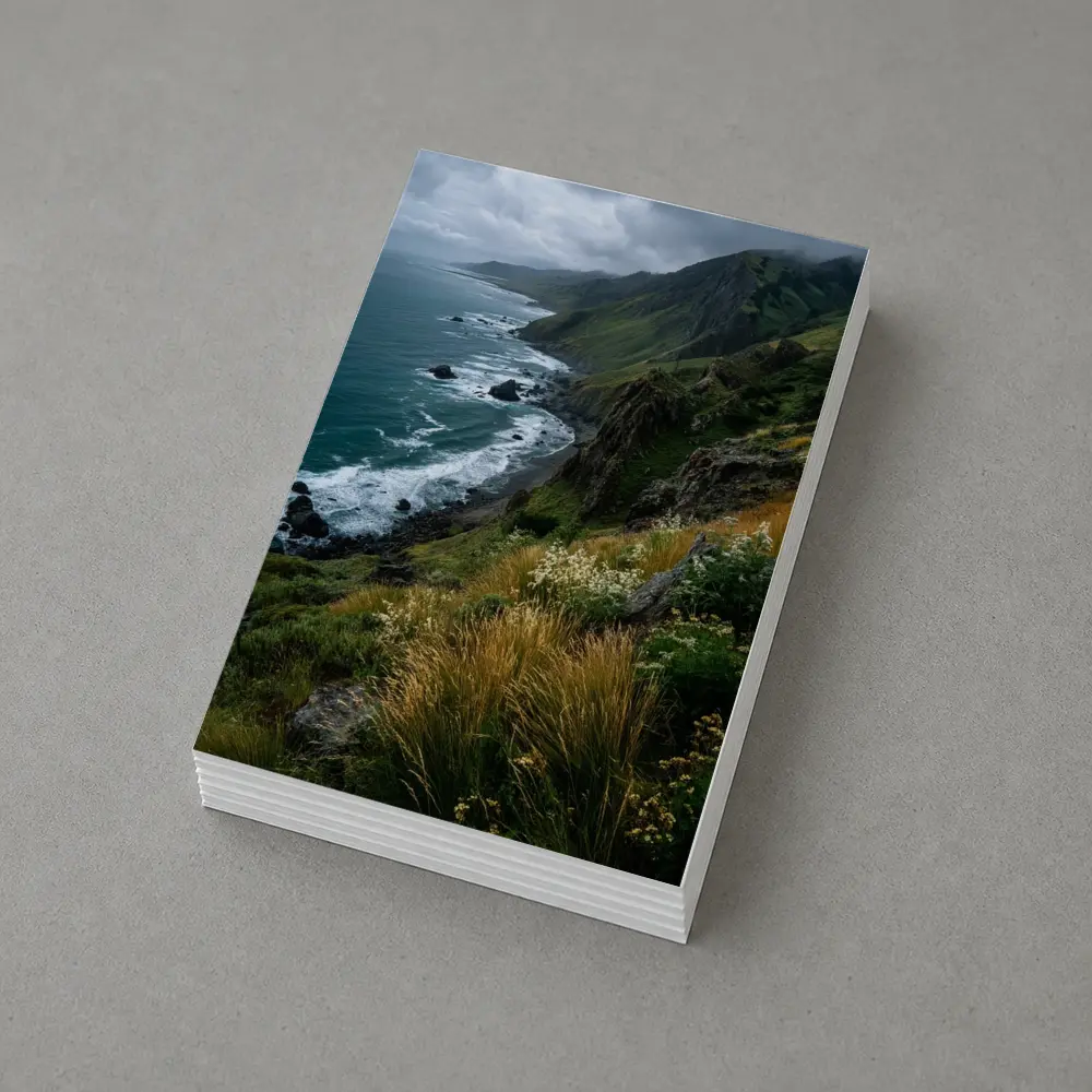 Rugged Coastal Cliffs Wild Grass Ocean View – Postcards