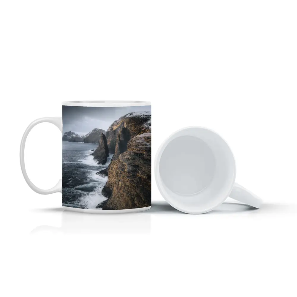 Rocky Coastal Cliffs Winter Ocean Waves – Mugs