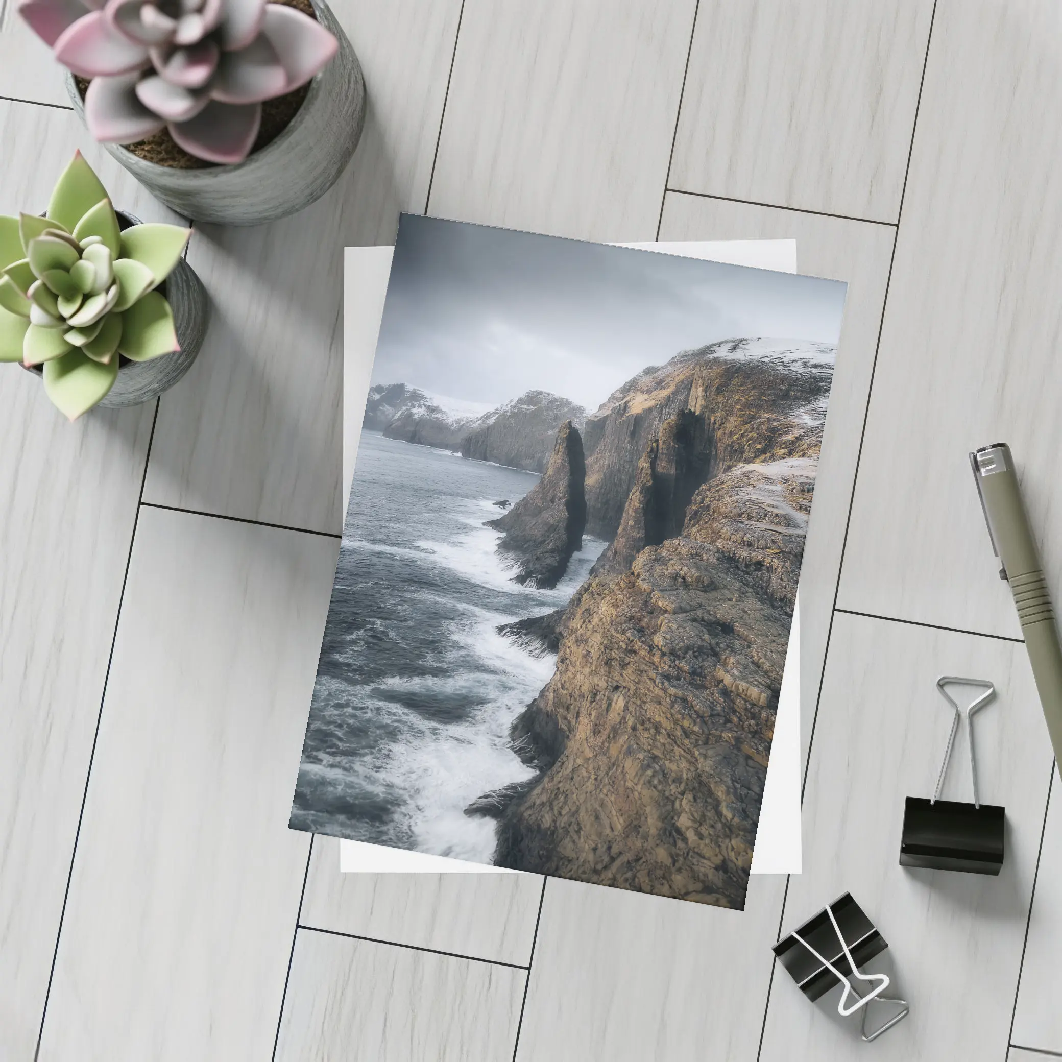 Rocky Coastal Cliffs Winter Ocean Waves – Postcards