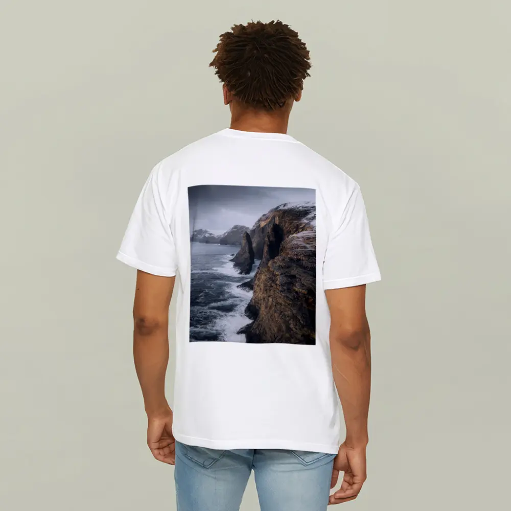 Rocky Coastal Cliffs Winter Ocean Waves – T-Shirts