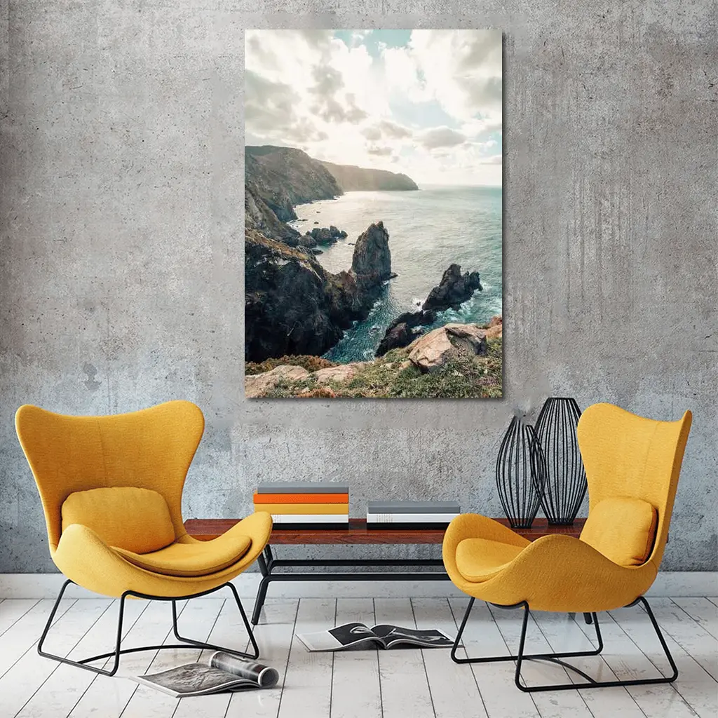 Rocky Coastal Cliffs Over Blue Ocean – Wall Art