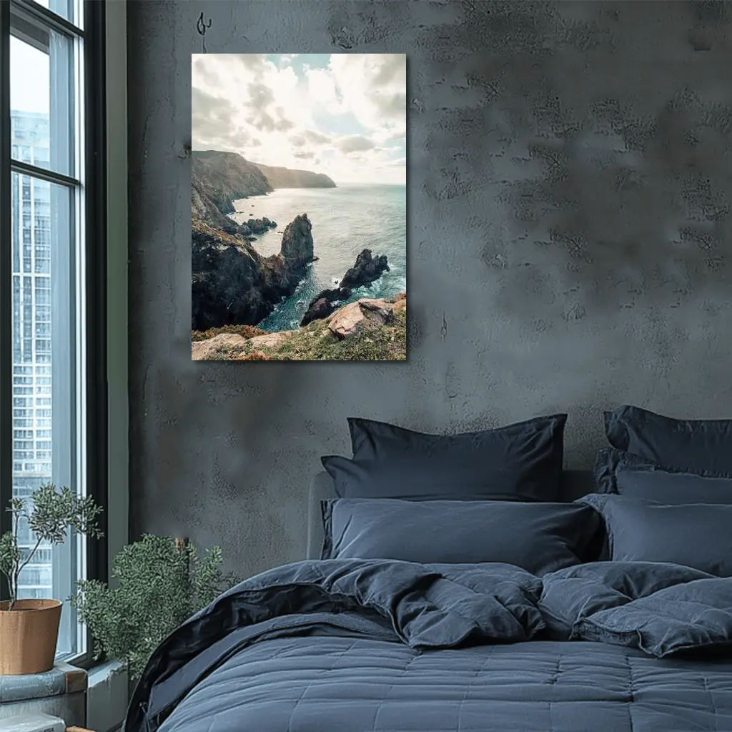 Rocky Coastal Cliffs Over Blue Ocean – Wall Art