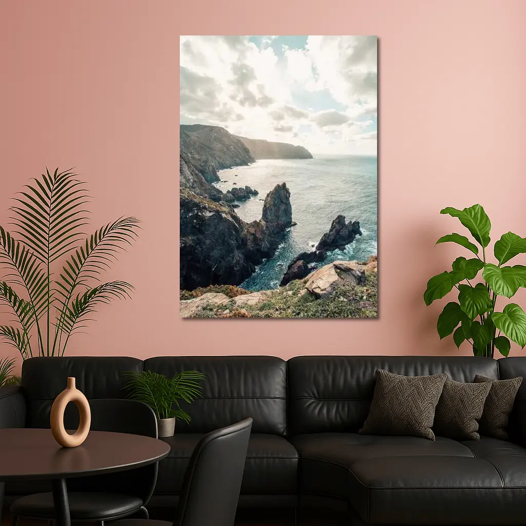 Rocky Coastal Cliffs Over Blue Ocean – Wall Art