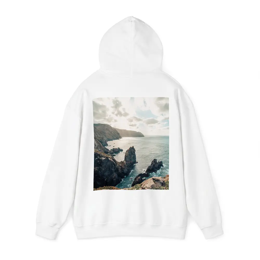Rocky Coastal Cliffs Over Blue Ocean – Hoodies