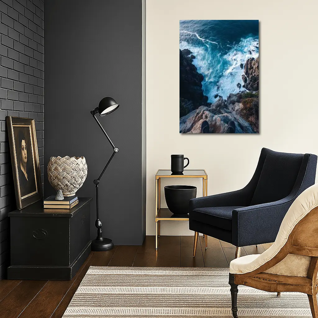 Cliff Edge View Over Ocean Waves – Wall Art