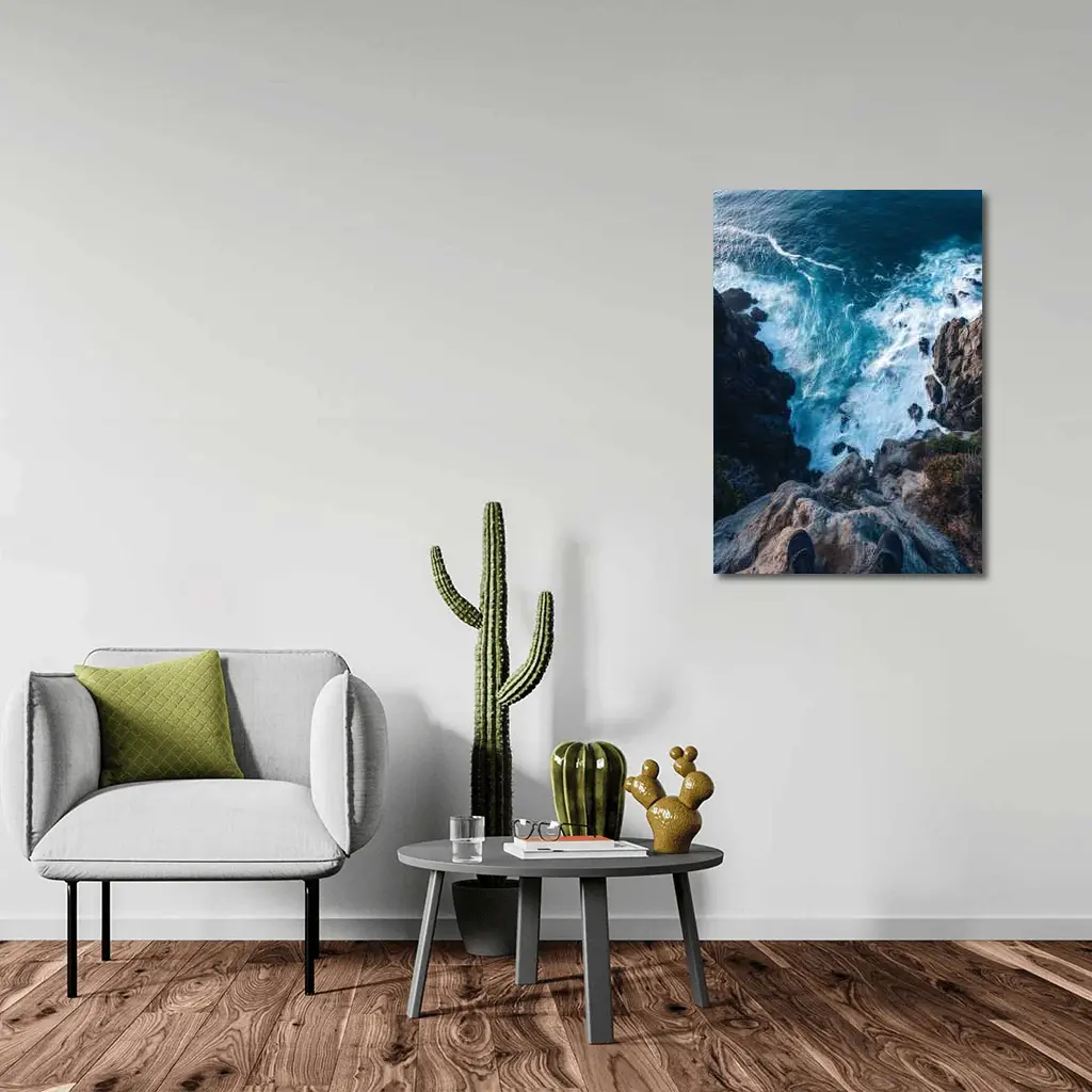Cliff Edge View Over Ocean Waves – Wall Art