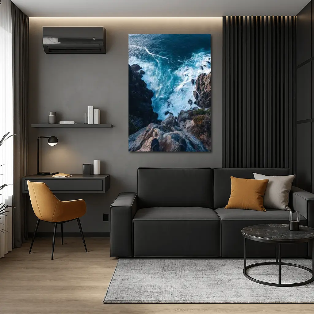 Cliff Edge View Over Ocean Waves – Wall Art