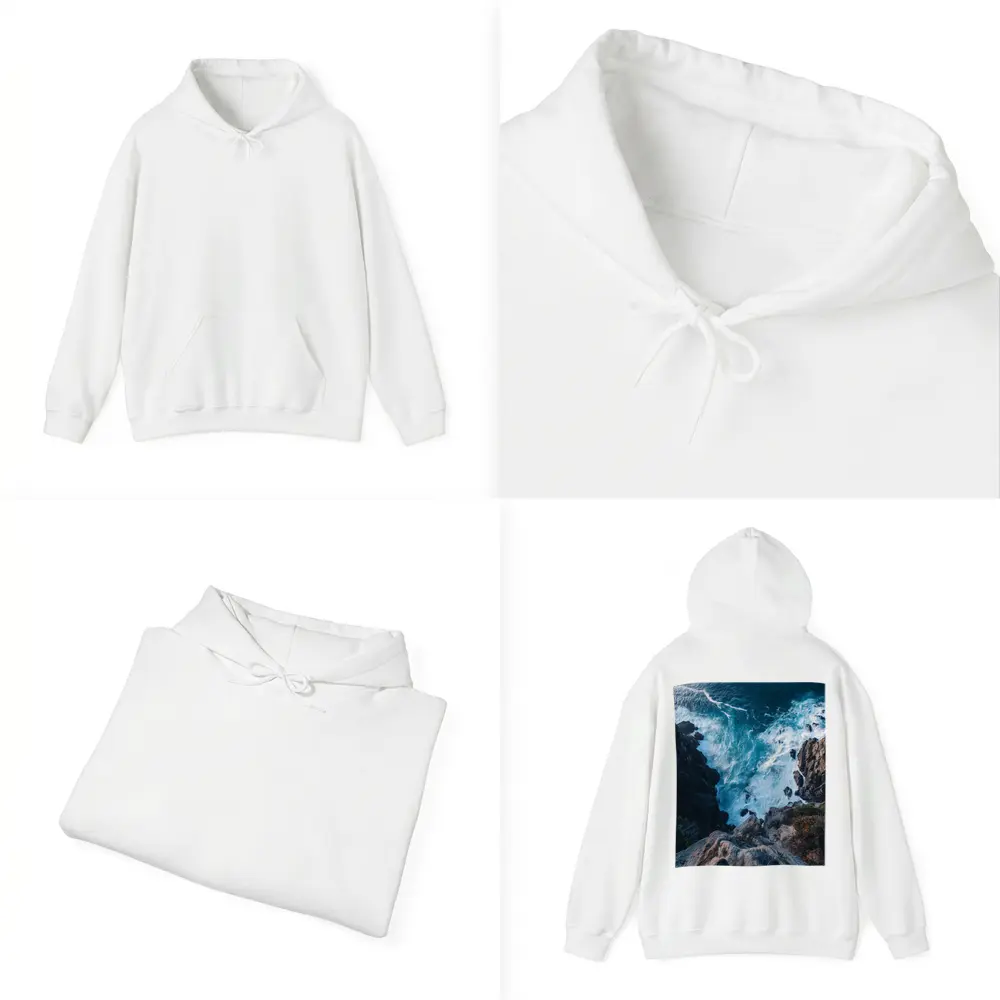 Cliff Edge View Over Ocean Waves – Hoodies