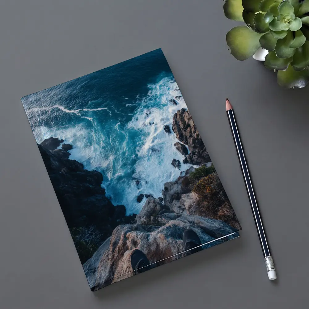 Cliff Edge View Over Ocean Waves – Notebooks