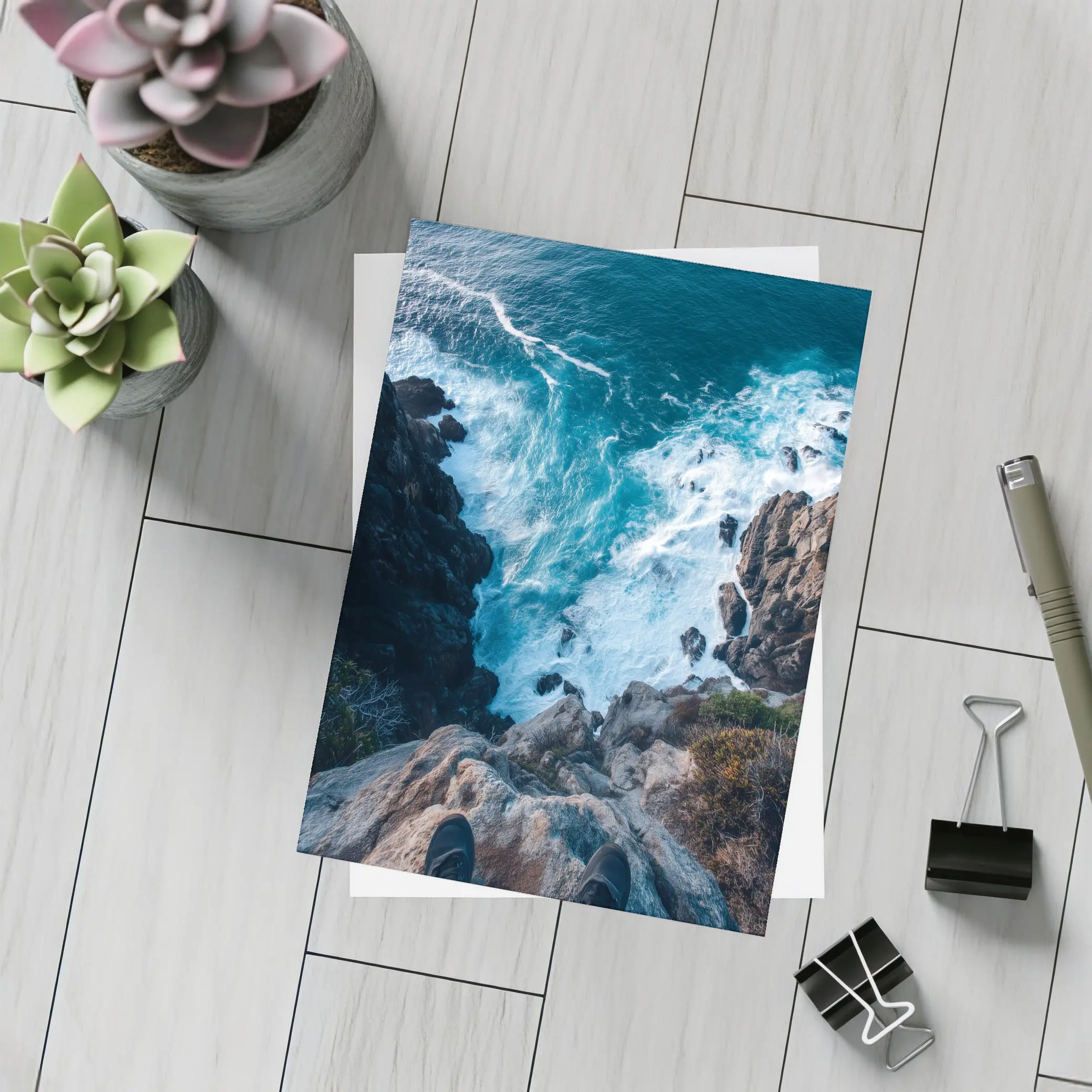 Cliff Edge View Over Ocean Waves – Postcards