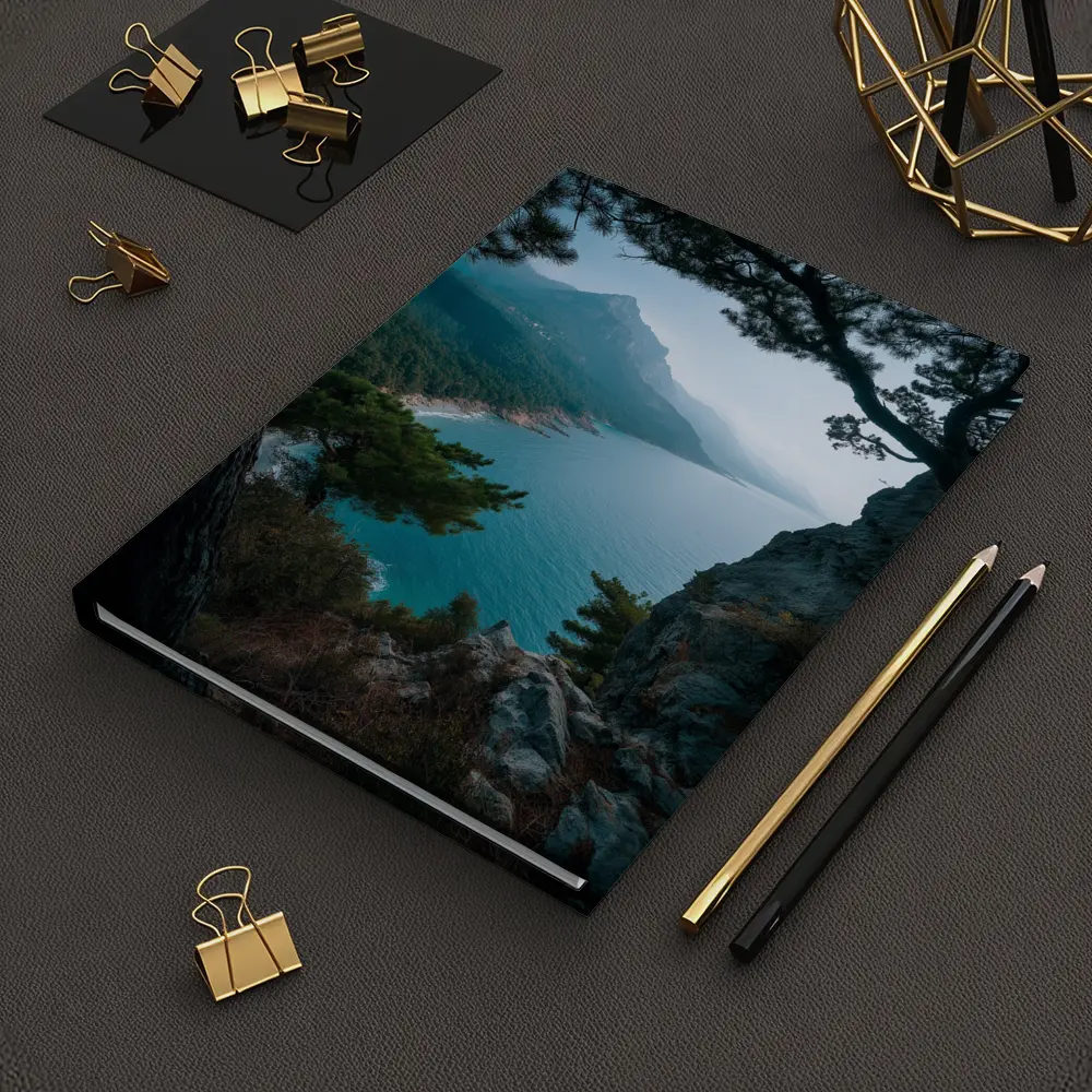 Rocky Coastal Cliffs Pine Trees Mountain View – Notebooks