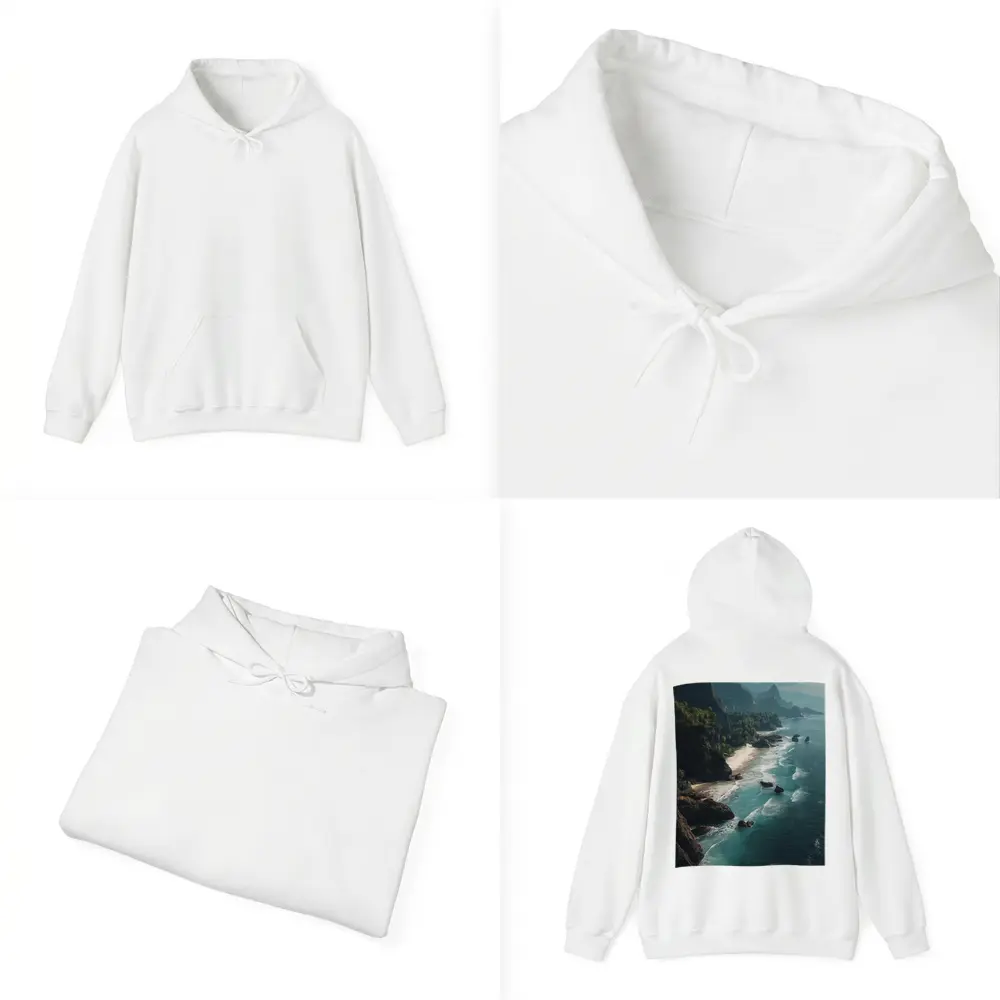 Aerial Coastal Cliffs Turquoise Ocean Waves – Hoodies