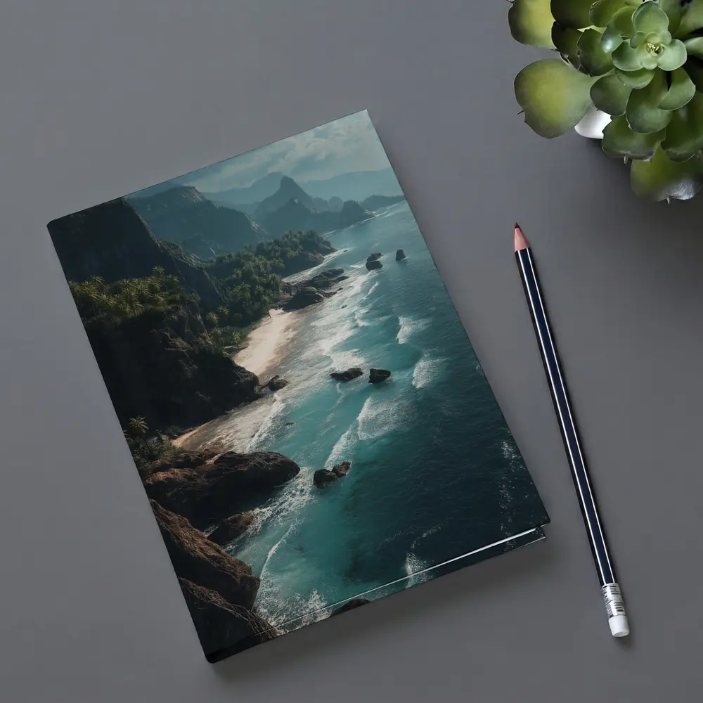 Aerial Coastal Cliffs Turquoise Ocean Waves – Notebooks