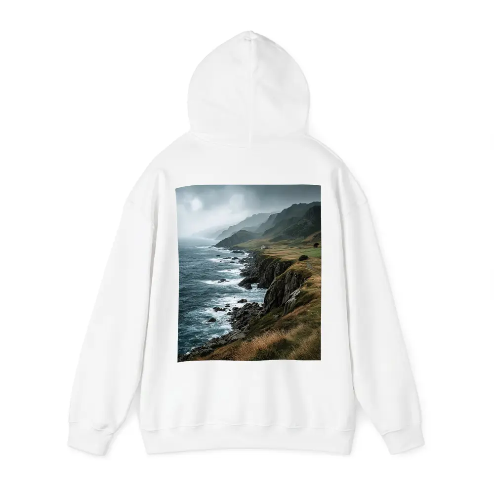 Stormy Coastal Cliffs Green Hills Ocean View – Hoodies