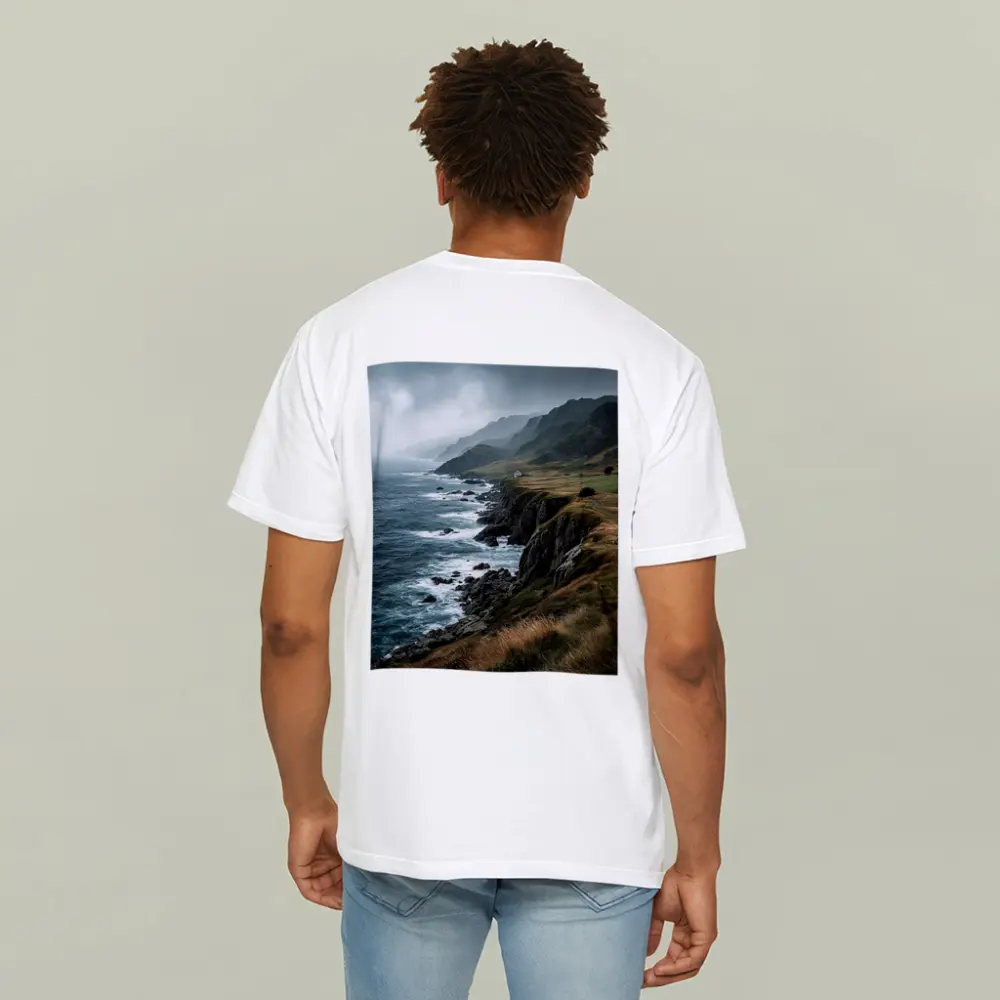 Stormy Coastal Cliffs Green Hills Ocean View – T-Shirts
