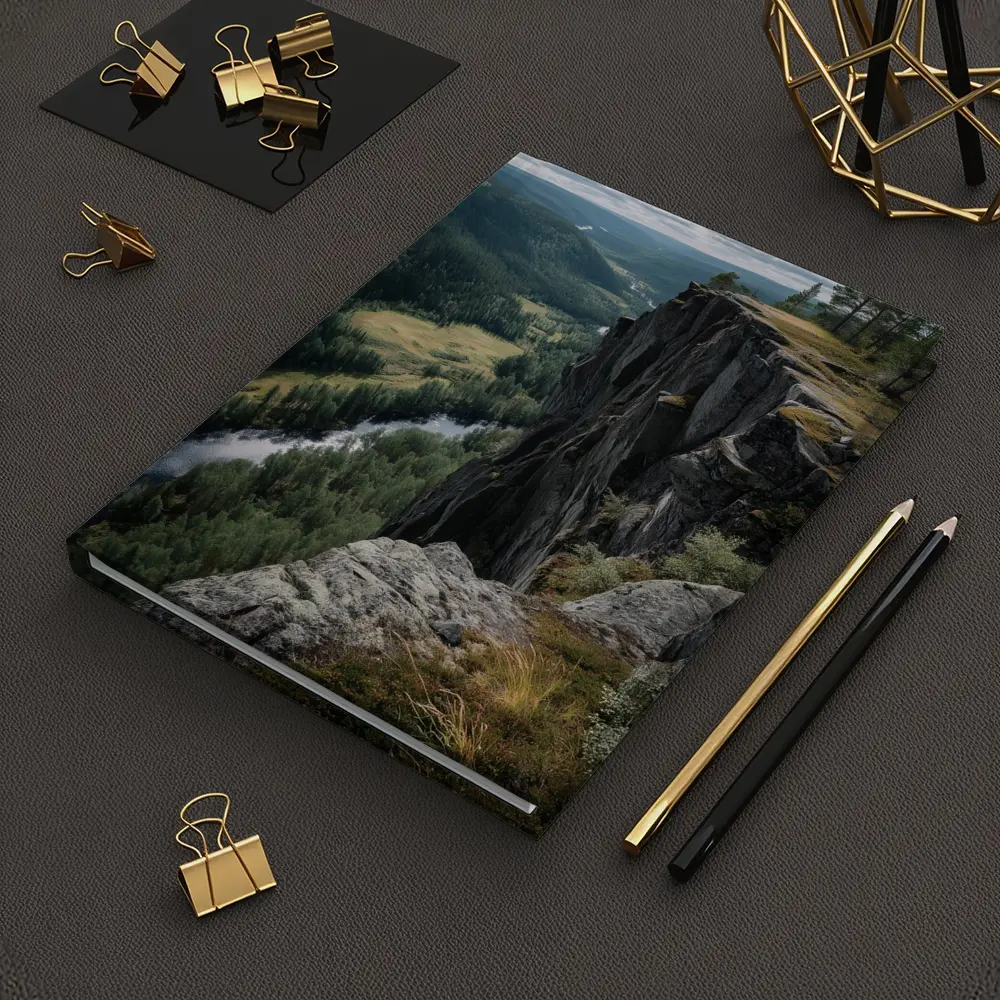 Rocky Cliff Overlooking Forest River Valley – Notebooks