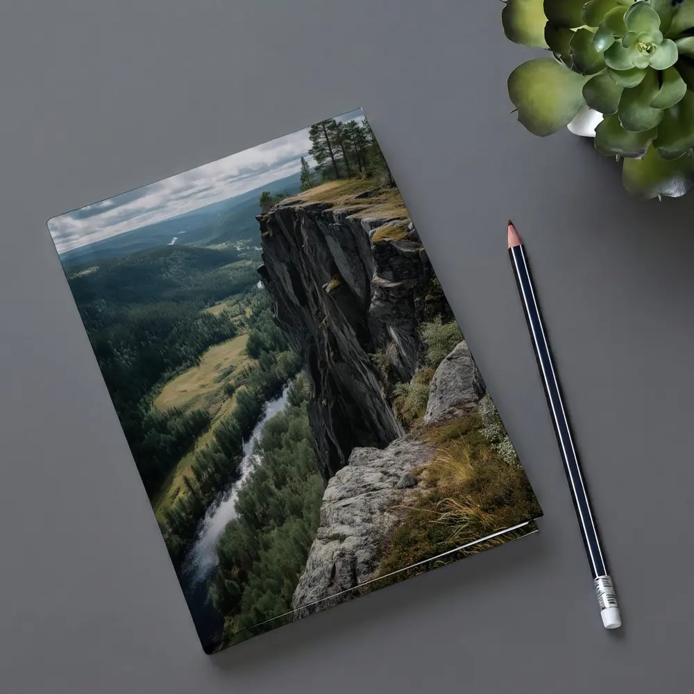 Rocky Cliff Overlooking Forest River Valley – Notebooks