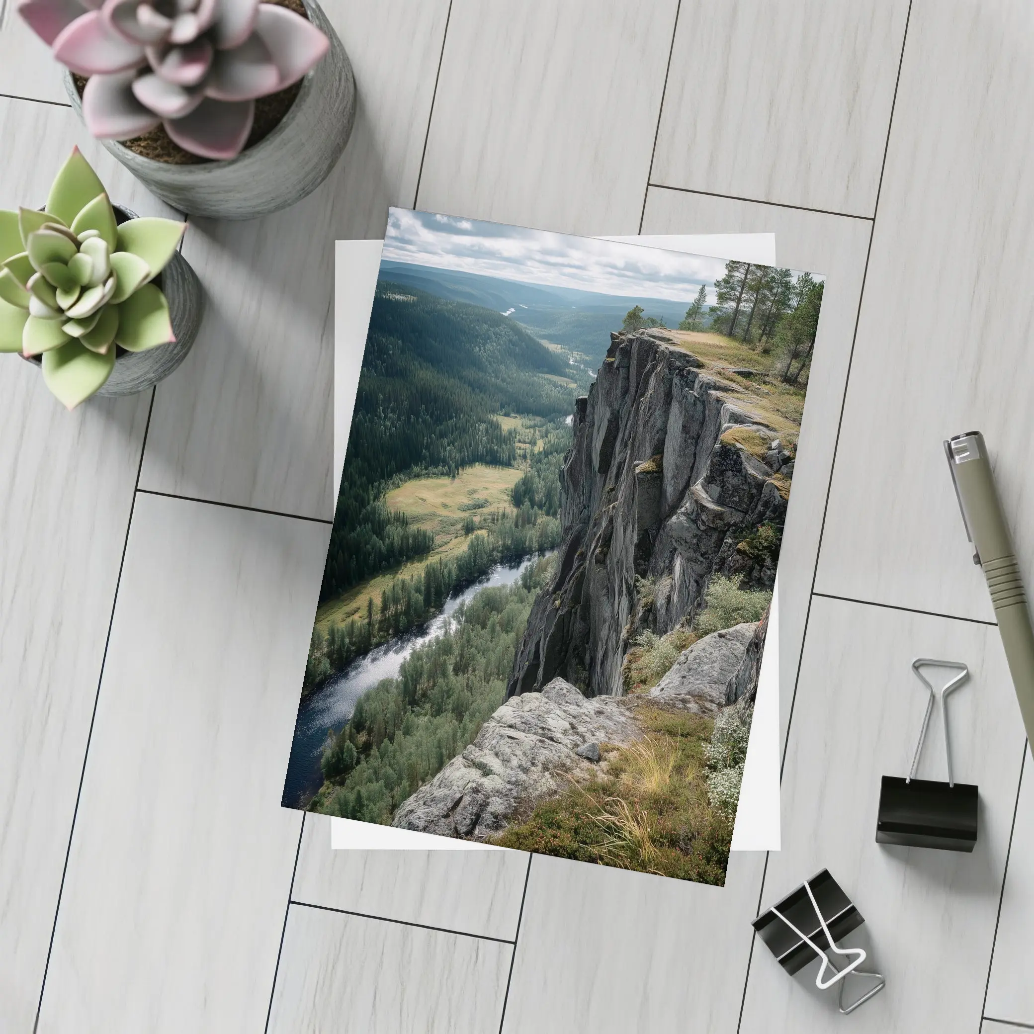 Rocky Cliff Overlooking Forest River Valley – Postcards