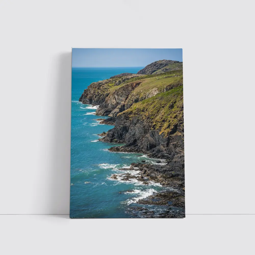 Rocky Coastal Cliffs Above Turquoise Ocean Waves – Wall Art
