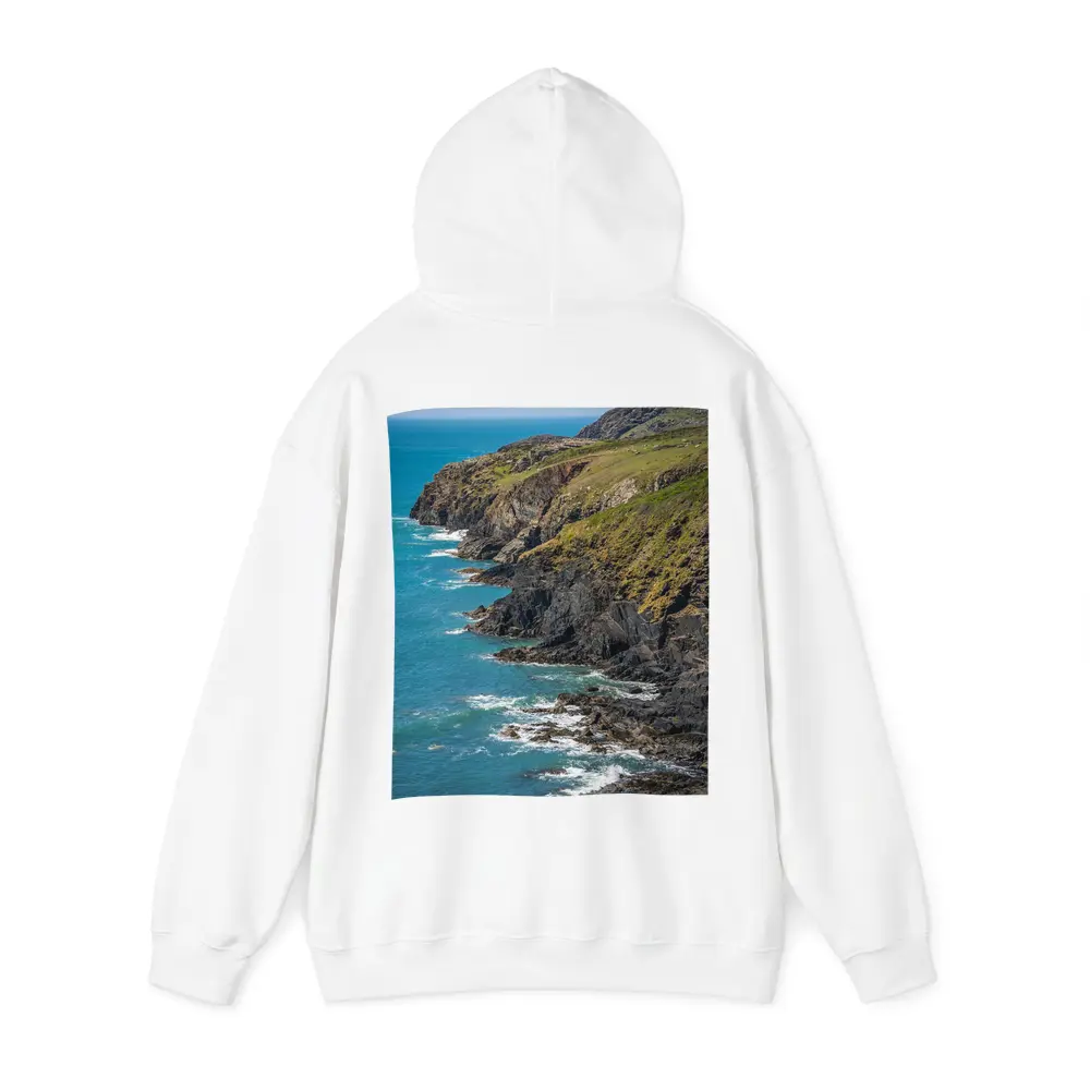 Rocky Coastal Cliffs Above Turquoise Ocean Waves – Hoodies