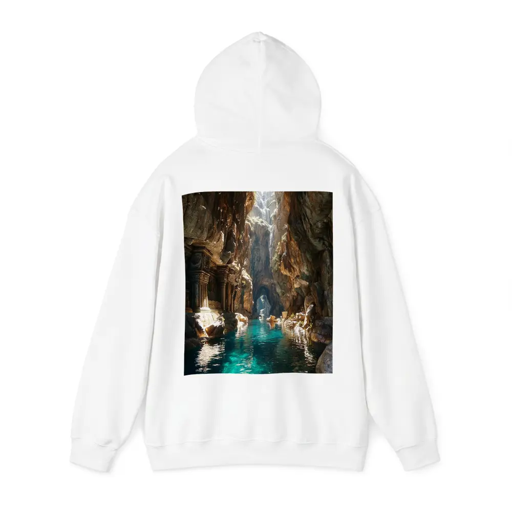 Ancient Cave Temple With Turquoise Water – Hoodies